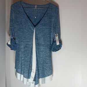 Elegant Blue and White Women's Top